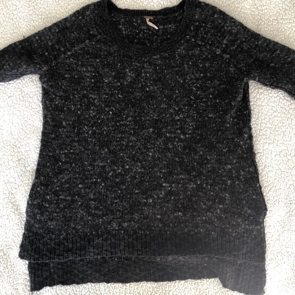 FREE PEOPLE-CHARCOAL GREY-HIGH-LOW-SWEATER
